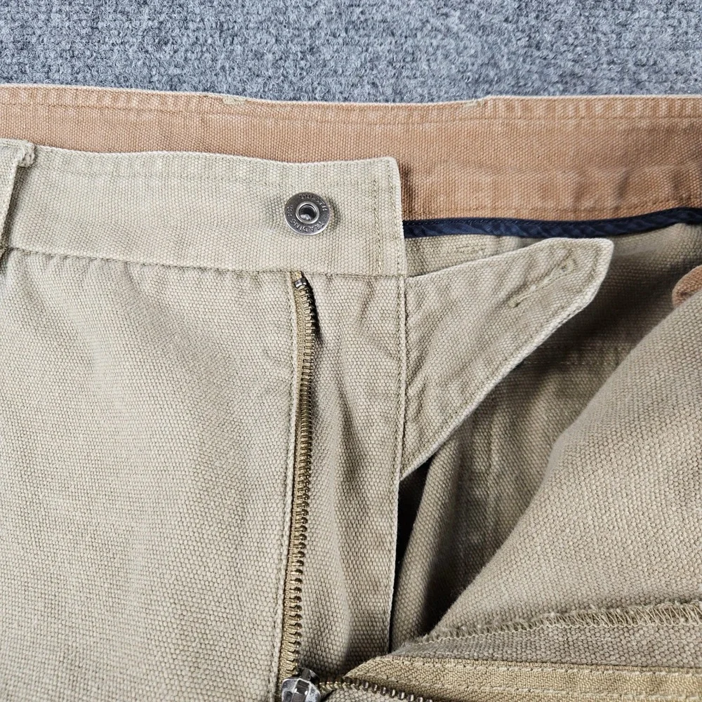 Duluth Trading Co Mens Khaki Tan Cotton Canvas Cargo Work Pants Wide Leg